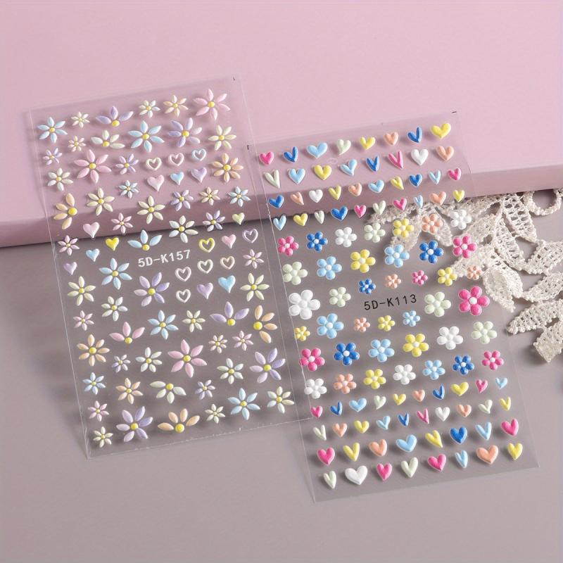 Daisy Flower 5D Nail Stickers Summer Nail Art Decoration