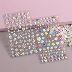 Daisy Flower 5D Nail Stickers Summer Nail Art Decoration