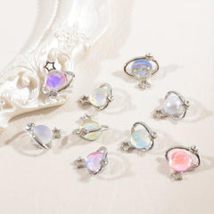 20pcs Planet Nail Art Charms Cat Eye Rhinestones 3D Star Nail Gem Accessories