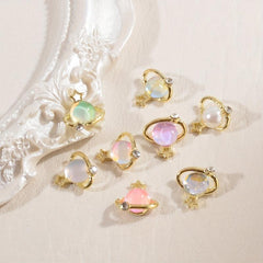 20pcs Planet Nail Art Charms Cat Eye Rhinestones 3D Star Nail Gem Accessories