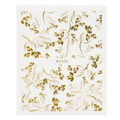 Golden Flower Bronzing Nail Art Stickers Self Adhesive Nail Art Decals