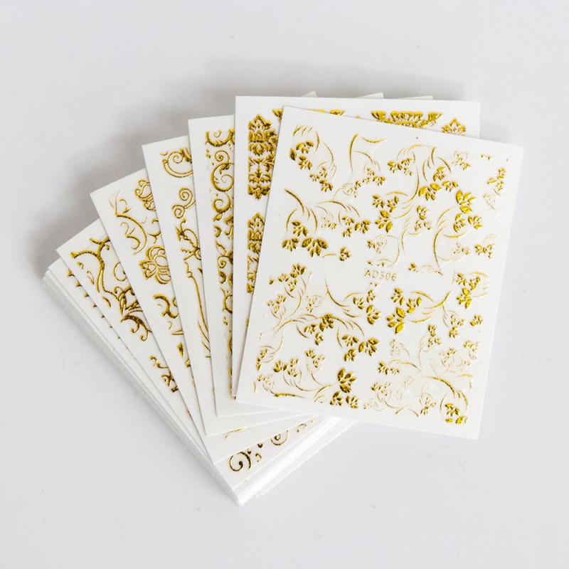Golden Flower Bronzing Nail Art Stickers Self Adhesive Nail Art Decals