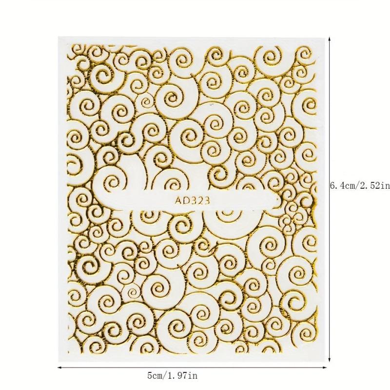 Golden Flower Bronzing Nail Art Stickers Self Adhesive Nail Art Decals
