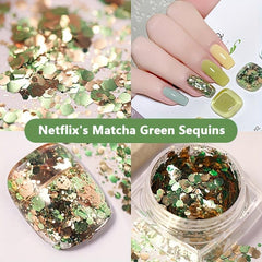 Matcha Green Irregular Nail Glitter Sequins for DIY Nail Art