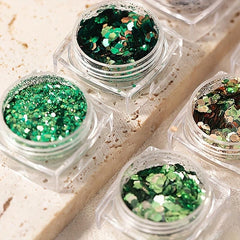 Matcha Green Irregular Nail Glitter Sequins for DIY Nail Art
