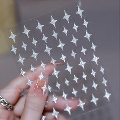 Reflective 3D Nail Stickers Glitter Decals Silver Stars Hearts Butterflies