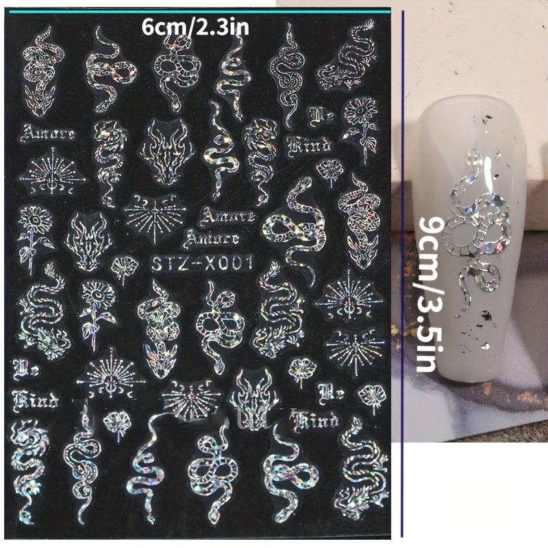 Holographic Butterfly Nail Stickers Laser Adhesive Sliders 3D Decal
