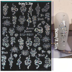 Holographic Butterfly Nail Stickers Laser Adhesive Sliders 3D Decal