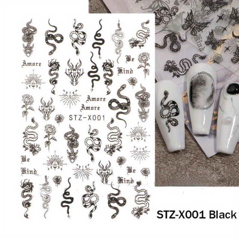 Holographic Butterfly Nail Stickers Laser Adhesive Sliders 3D Decal