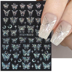 Holographic Butterfly Nail Stickers Laser Adhesive Sliders 3D Decal