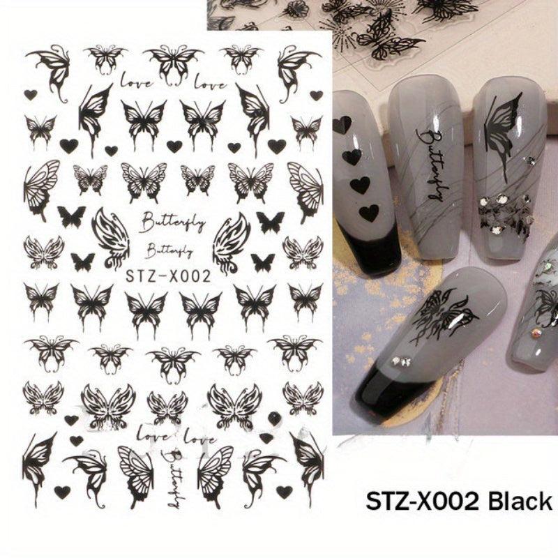 Holographic Butterfly Nail Stickers Laser Adhesive Sliders 3D Decal
