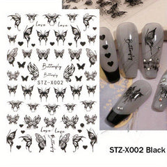 Holographic Butterfly Nail Stickers Laser Adhesive Sliders 3D Decal