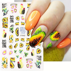 3D Pawpaw Fruit Nail Stickers Summer Fruit Series Manicure