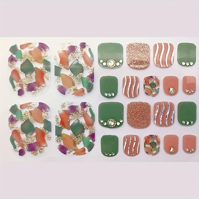 Self Adhesive Toe Nail Stickers for Women - DIY Nail Art Decals and Strips