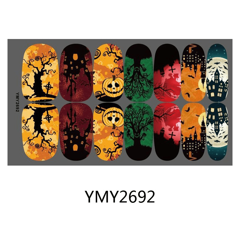 Halloween Nail Polish Sticker Skull Pumpkin Ghost Skeleton Jack Nail Strip