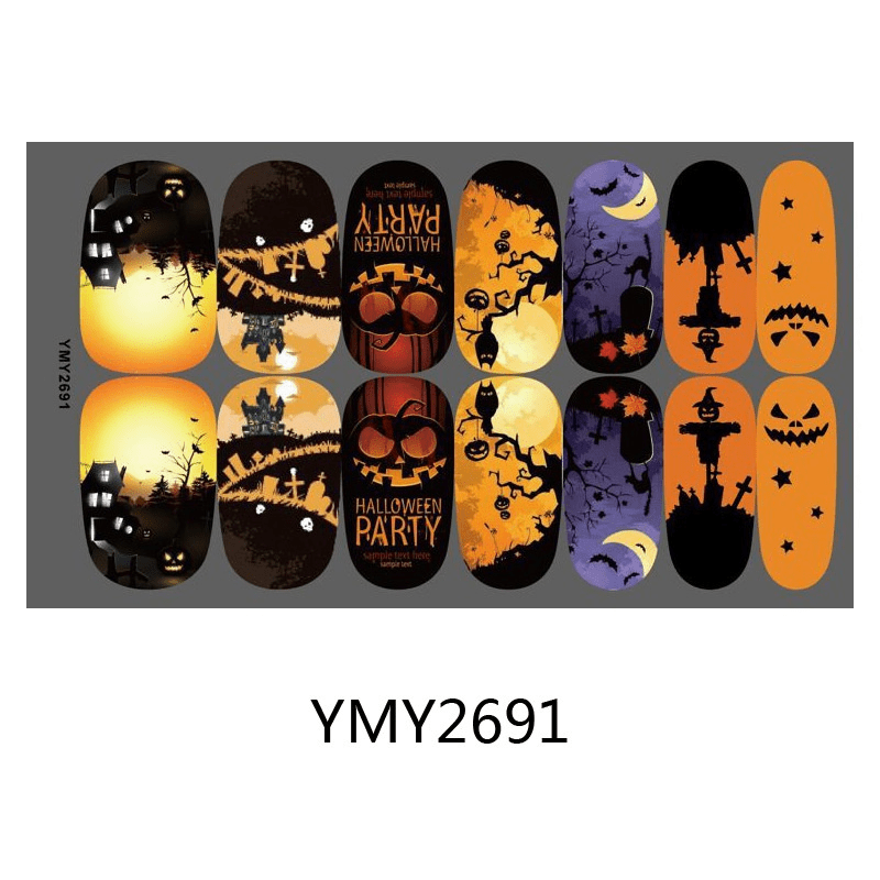 Halloween Nail Polish Sticker Skull Pumpkin Ghost Skeleton Jack Nail Strip