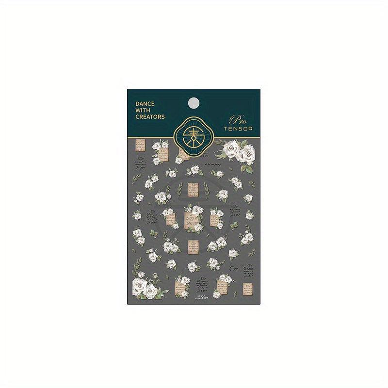 5D Embossed Rose Nail Art Stickers Pink and Rose Letter for DIY Nail Decorations