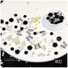 3D Rose Flower Butterfly Nail Charms Acrylic Resin Rhinestones Gems