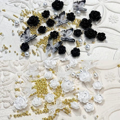 3D Rose Flower Butterfly Nail Charms Acrylic Resin Rhinestones Gems