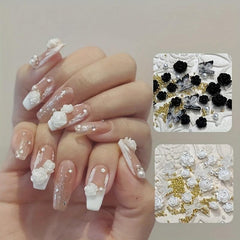 3D Rose Flower Butterfly Nail Charms Acrylic Resin Rhinestones Gems