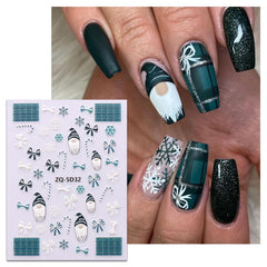 5D Christmas Nail Art Stickers - Santa Claus Snowflake Reindeer Nail Decals