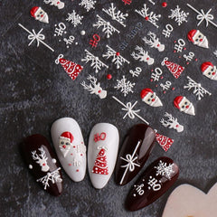 5D Christmas Nail Art Stickers - Santa Claus Snowflake Reindeer Nail Decals