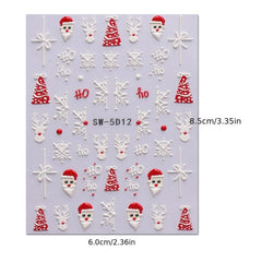 5D Christmas Nail Art Stickers - Santa Claus Snowflake Reindeer Nail Decals