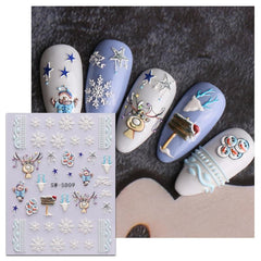 5D Christmas Nail Art Stickers - Santa Claus Snowflake Reindeer Nail Decals