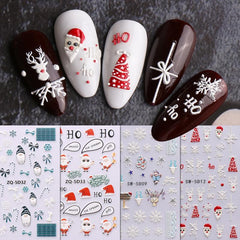 5D Christmas Nail Art Stickers - Santa Claus Snowflake Reindeer Nail Decals