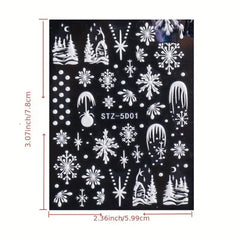 5D Embossed Christmas Nail Art Stickers Snowflake Snowman Nail Decals