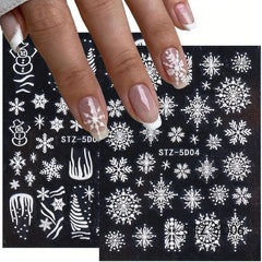 5D Embossed Christmas Nail Art Stickers Snowflake Snowman Nail Decals