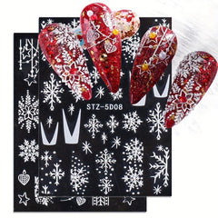 5D Embossed Christmas Nail Art Stickers Snowflake Snowman Nail Decals