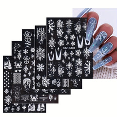 5D Embossed Christmas Nail Art Stickers Snowflake Snowman Nail Decals