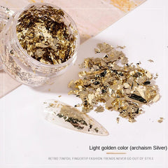 Golden & Silver Foil Flake Nail Stickers for DIY Manicures and Nail Art