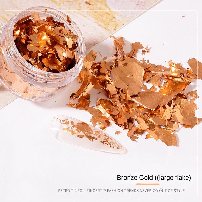 Golden & Silver Foil Flake Nail Stickers for DIY Manicures and Nail Art