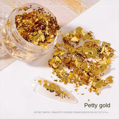 Golden & Silver Foil Flake Nail Stickers for DIY Manicures and Nail Art