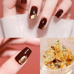 Golden & Silver Foil Flake Nail Stickers for DIY Manicures and Nail Art