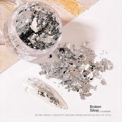 Golden & Silver Foil Flake Nail Stickers for DIY Manicures and Nail Art