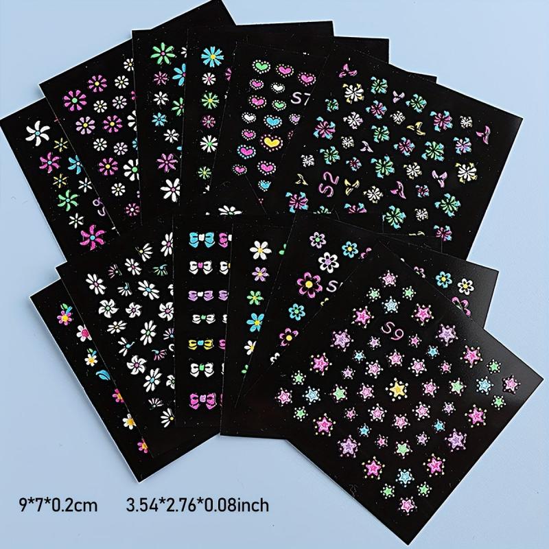 Fluorescent 3D Butterfly Nail Stickers Self Adhesive Nail Art Supplies