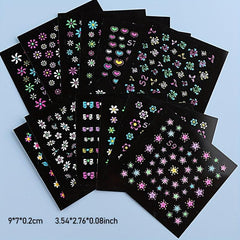 Fluorescent 3D Butterfly Nail Stickers Self Adhesive Nail Art Supplies