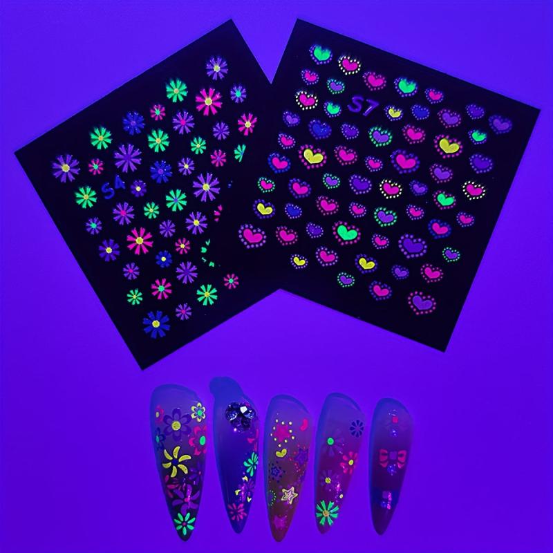 Fluorescent 3D Butterfly Nail Stickers Self Adhesive Nail Art Supplies