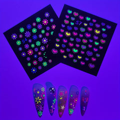 Fluorescent 3D Butterfly Nail Stickers Self Adhesive Nail Art Supplies