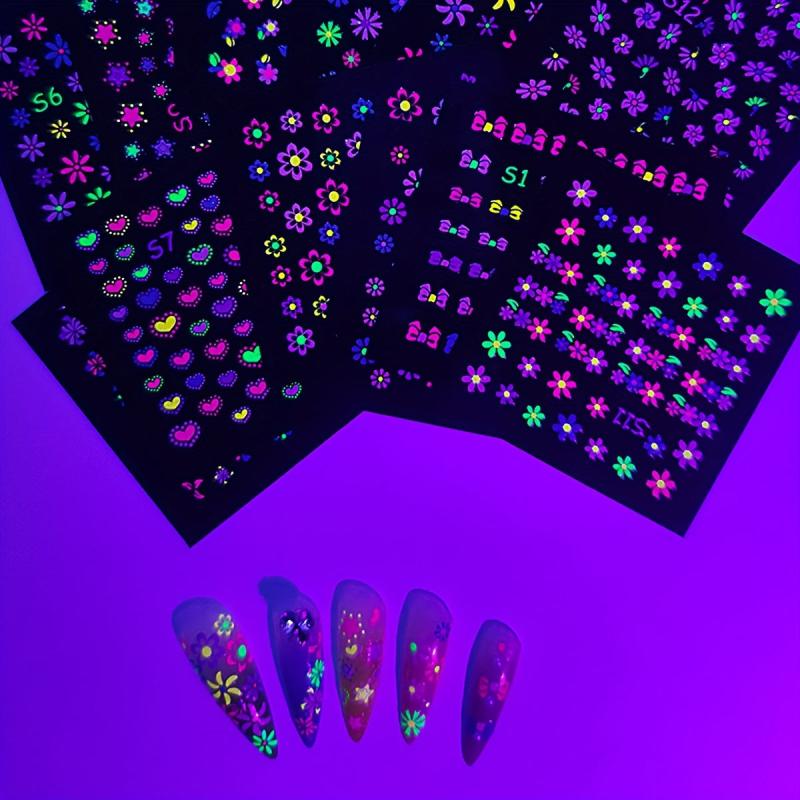 Fluorescent 3D Butterfly Nail Stickers Self Adhesive Nail Art Supplies