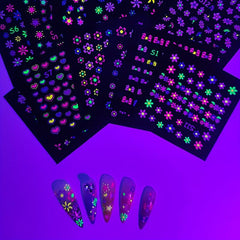 Fluorescent 3D Butterfly Nail Stickers Self Adhesive Nail Art Supplies