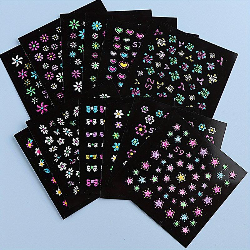 Fluorescent 3D Butterfly Nail Stickers Self Adhesive Nail Art Supplies