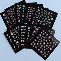 Fluorescent 3D Butterfly Nail Stickers Self Adhesive Nail Art Supplies