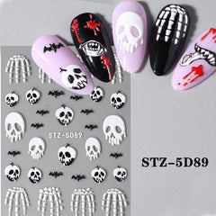 5D Embossed Halloween Nail Art Stickers Skull Scary Eyes Bat Devil's Eye