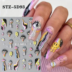 5D Embossed Halloween Nail Art Stickers Skull Scary Eyes Bat Devil's Eye