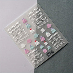 5D Winter Knit Sweater Nail Art Stickers - Self Adhesive Decals