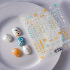 5D Winter Knit Sweater Nail Art Stickers - Self Adhesive Decals